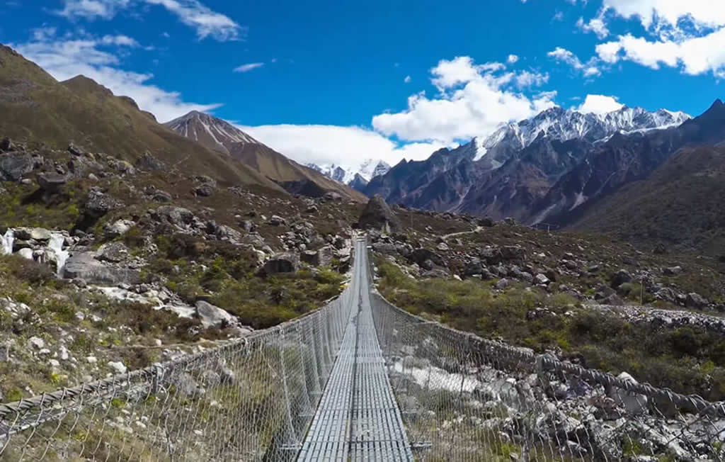 A suspension bridge en-route to Langtang trek