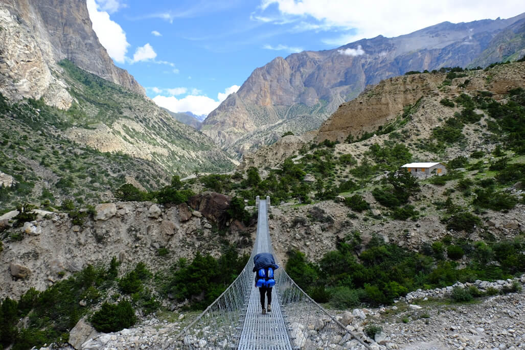 Nar Phu River Suspension Bridge